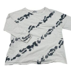 Tie-Dye Long Sleeve Shirt By Cezelle Size L White With Black Splashes